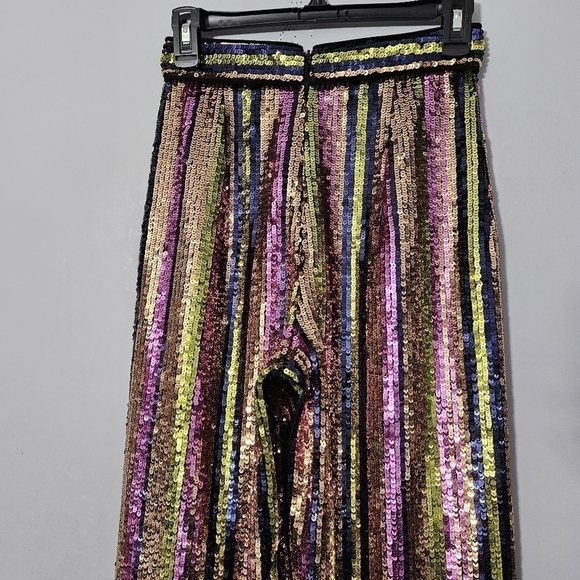 Rasario Multicolor Striped Sequin Straight Leg Pants - Picture 7 of 12
